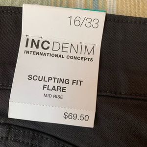 NWT.  Black jeans (NOT gray. “Sculpting Fit Flare”.  98% cotton 2% spandex.